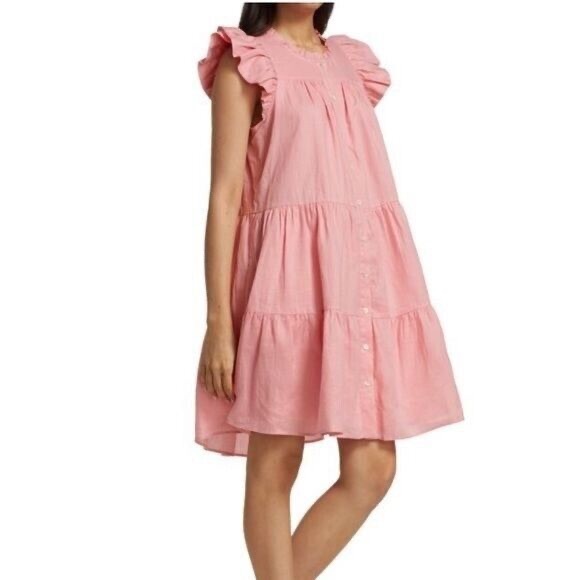 Sea New York Dresses & Skirts - Sea New York Flutter Sleeve Button Front Dress in Pink